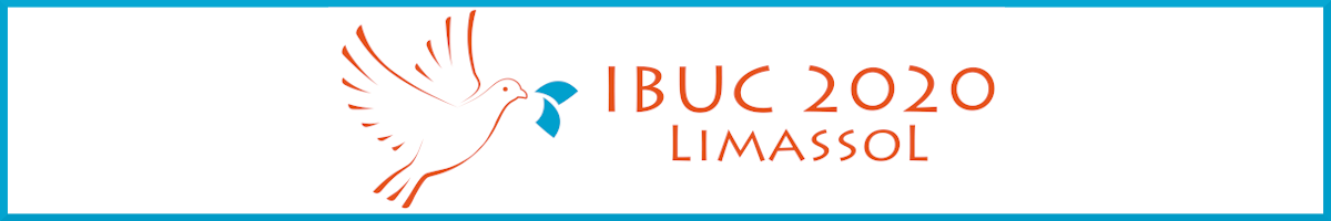 IBUC2020 logo, organge bird with blue Blaise in beak